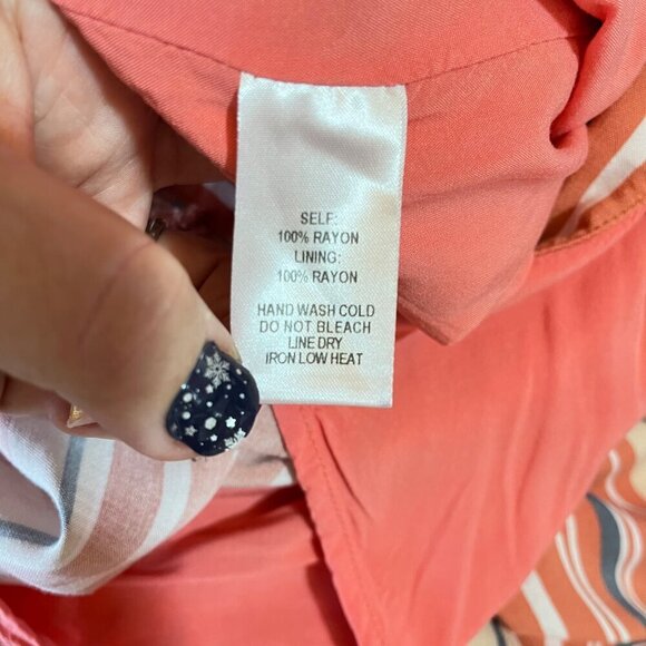 Lulus Vacation Bae Rusty Rose Striped Short Sleeve Jumpsuit‎ Size Large - Picture 7 of 8